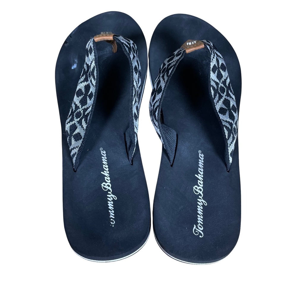 Tommy Bahama‎ Womens Sandals Size 7 Black White Tribal Pattern Flip Flop - Picture 5 of 6